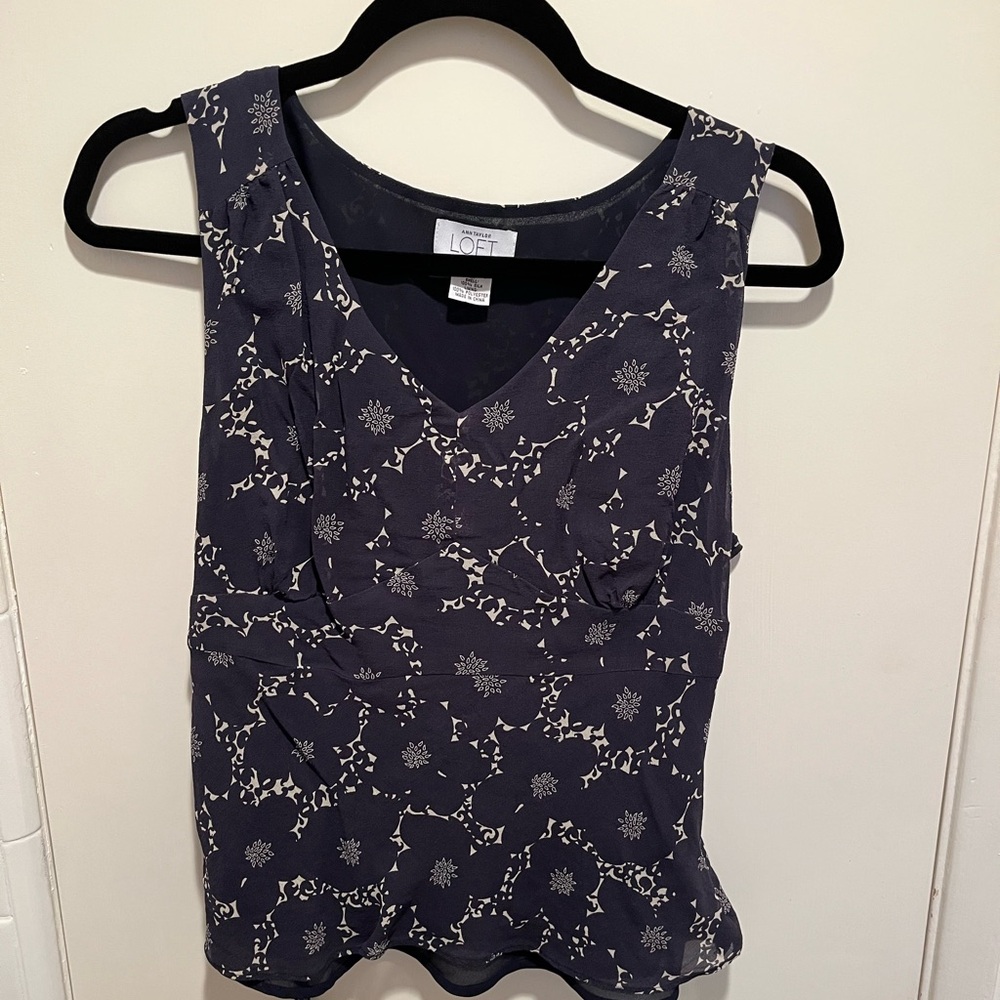 Loft navy tie back tank top